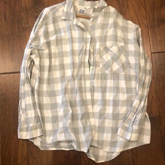 COPY - Old navy gray & white checkered button down - Picture 1 of 2